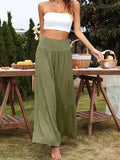 Fongt Summer Leisure Wide-Legged Cotton Pop High-Waisted Loose Trousers Women's Trousers