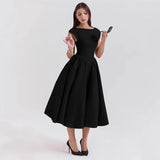 Fongt Autumn And Winter New Women's Fashion Temperament Sexy Back To Repair Solid Color Dress