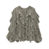 Fongt Spring 2025 New Long Fashion Loose Design Niche Laminated Shirt Top 4786063