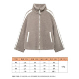 Fongt Women's Autumn And Winter Fashion Colliding Splicing Lead Resin Zipper To Keep Warm Imitation Lamb Jacket