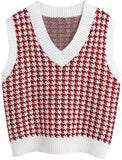 Fongt And Winter New Women's Thousand Bird Case Knitting Vest V Neck Sleeveless