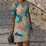 Elegant Floral Print Dress 703-0-Outfit
