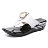 Women Shoes Summer Genuine Leather Beach Sandals Wedge Platform Slippers Flip Flops For Women Platform