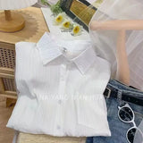 Fongt Chic Texture Folds Loose Long-Sleeved Shirt Women Spring Fresh Design Sense Inside And Outside Wear