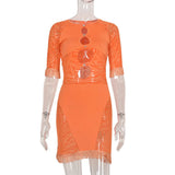 Women Sexy Tassel Lace Mini Dress Hollow Out Mesh Bodycon Dresses 2021 Summer Night Club Party Flocking Fairy Core Fall
