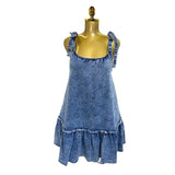 Fongt Hot Summer New Fashion Splicing Sling Strap A-Word Denim Dress Skirt