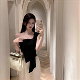 Fongt Shoulder Sling Vest Women's New Summer Folded Blouse Wear