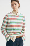 Fongt 2025 New Striped T-Shirt Women Simple Casual Loose Thin Sleeve Long-Sleeved Top