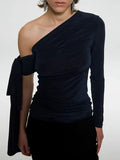 Fongt Temperament Wind 2025 New French Niche Collar Asymmetrical Long-Sleeved Splicing With Women's Clothing