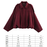 Fongt Women's 2025 New Bat Sleeve Loose-Fitting Velvet Bomber Jacket Jacket