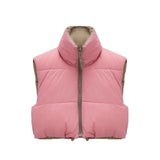 Women Fashion Thick Warm Coat Vintage Pockets Drawstring Wear Both Positive And Negative Sleeveless Cotton Vest