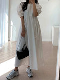 Women Dresses ZANZEA 2022 Summer Patchwork Maxi Vestidos Casual Solid Puff Sleeve Sundress Ladies Loose