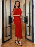 Fongt Mesh Splicing Tuxedo High-Waisted Large-Size Body-Repair Casual Ass Women's Dress Dress