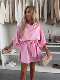 Fongt Explosion Of Solid Color Round Tie With Casual Temperament Dress Woman