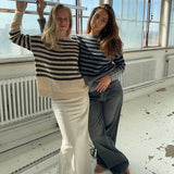 Fongt New Knitwear Women's High-End Casual Casual Lazy Style Women's Striped Sweater