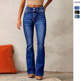 Fongt 2025 New Retro Elastic Jeans Women's Water Wash Trousers Women
