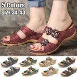 Sandals New Summer Shoes Woman Plus Size 44 Heels Sandals For Wedges Chaussure Femme Casual Flower Vintage Wedge