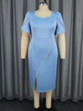 Fongt African Plus-Size Temperament Women's Dress Elegant Style Lead Pearl Open-Fork Dress Dress