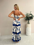 Fongt Summer Women's Temperament Casual One Word Collar Lace Stitching Halter Dress 88172-Outfit