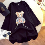 Womens T-Shirts Oversized Couple Tee Cute Diamonds Rope Bear Tshirt Summer Loose Casual Kawaii Crew Neck Tops Plus