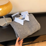 Fongt 2025 New Fake Two Shirt Collar Sweater Women With Lazy Wind Collared Gray Knitted Shirt Top