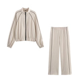 Fongt Homemade New Women's Clothing Colling-Colried Pilot Jacket Coat With Wide Legs