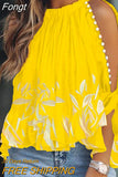 Women Elegant Pattern Print Blouse Shirts 2023 Summer Office Fashion O-Neck Pullover Tops Ladies Casual Half Sleeve Beaded
