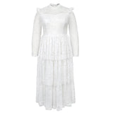 Fongt New Perspective Sleeve Half-High Lace Dress Party Party Banquet Elegant Style Dress Dress Dresses