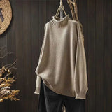 Fongt Retro Half-High Sweater Women Loose Large Plate Type 2025 Autumn And Winter Casual Knitted Jersey