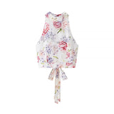 Fongt Homemade New Women's Clothing Hang Neck Sleeveless Short Top Short Floral Skirt Two-Piece