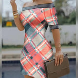Shoulder Digital Printing Slim Sexy Pencil Skirt-Outfit
