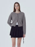 Fongt New Knitwear Women's Long-Sleeved Round-Neck Button Solid Color Sweater Knitted Cardigan Top Women