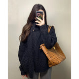 Fongt Temperament Vintage Knitted Sweater Asymmetric Knitted Cardigan Jacket Woman 2025 New Autumn And Winter