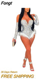 Glitter Rough Diamond Sequin Bodysuit Women Rompers Chic Sexy Off Shoulder Feather Sequins Jumpsuits Birthday