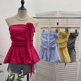 Fongt Lattice Tset Bra Sling Sling Vest Sleeveless T-Shirt Twive Tidal Twives Fluttering With Flower Top Woman 9232