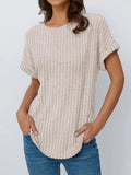 Fongt Summer Blouse Women's Short-Sleeved Shirt Casual Round-Neck Short-Sleeved T-Shirt