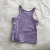 Fongt Cotton Slim Elastic Vest Female Spring And Summer New Pure Color Contracted Inside And Outside The Navel Base Sling-Outfit