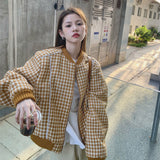 Women's Fashion Plaid Knit Cardigan 2023 Spring Autumn New Korean Version Casual Loose Zipper Cardigan