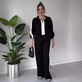 Fongt The Autumn Of 2025, The New Women's Fashion Hit The Color Of The Lazy Wind Casual Knitwear Two Sets