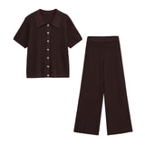 Fongt New Hollow Short-Sleeved Knitted Knitted Trousers Set