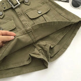 Summer Safari Style Women Denim Pantskirt High-waist Short Slim A-line Jean Skirts Lady Anti-expose Lining Wide-leg