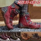 Ladies Retro Bohemian Style Ankle Zip Short Boots Booties Casual Shoes Women's Winter Boots Botas mujer invierno