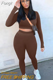 solid women two piece set crop top long sleeve leggings bodycon sexy streetwear fitness outfit tracksuit 2023 co