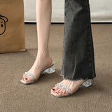 Fongt High And Cool Slippers Women Summer Wear High-End Sense 2025 New Transparent Coarse And Skirts Word Slippers