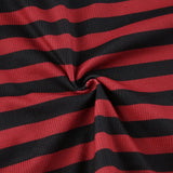 Dark Grunge Striped Mall Gothic Basic T-shirts Punk E-girl Aesthetic Bodycon Casual Crop Tops Long Sleeve Open Shoulder