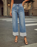 Fongt 2025 New Elastic Straight Jeans Women's Quality Retro Curly Waist Trousers