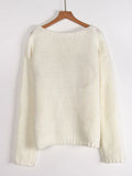 Fongt Yang Autumn And Winter Sweater Women Loose Round Collar Hand Embroidered Bow Jacket Coat
