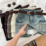 Fongt Hottie Fashion High-Rise Thin Double Pocket Workboy Dress Anti-Light Short Skirt A Skirt