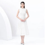 Fongt Retro Romantic Atmosphere Feel Sleeveless Dress Women's Lace Mesh Design Super Fairy Temperament Long Dress