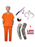 Fongt Adult Prison Clothes Inmate Costumes For Masquerade Children's Orange Prison Clothes Inmate